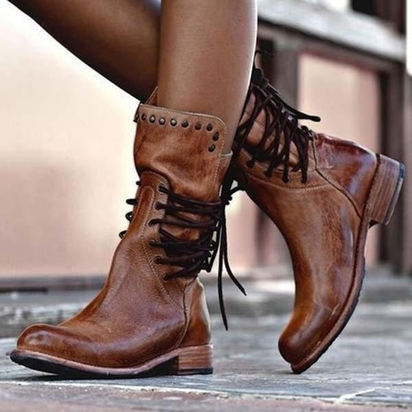 Celina | sznurowane botki damskie w stylu vintage