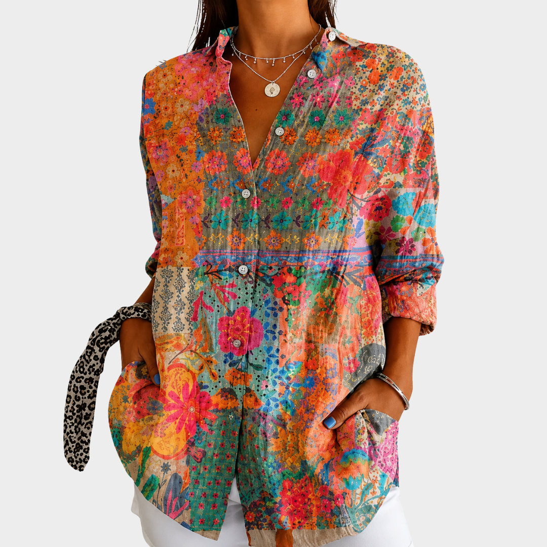 ELIZA MOREL | Patchwork dzikich kwiatów z guzikami
