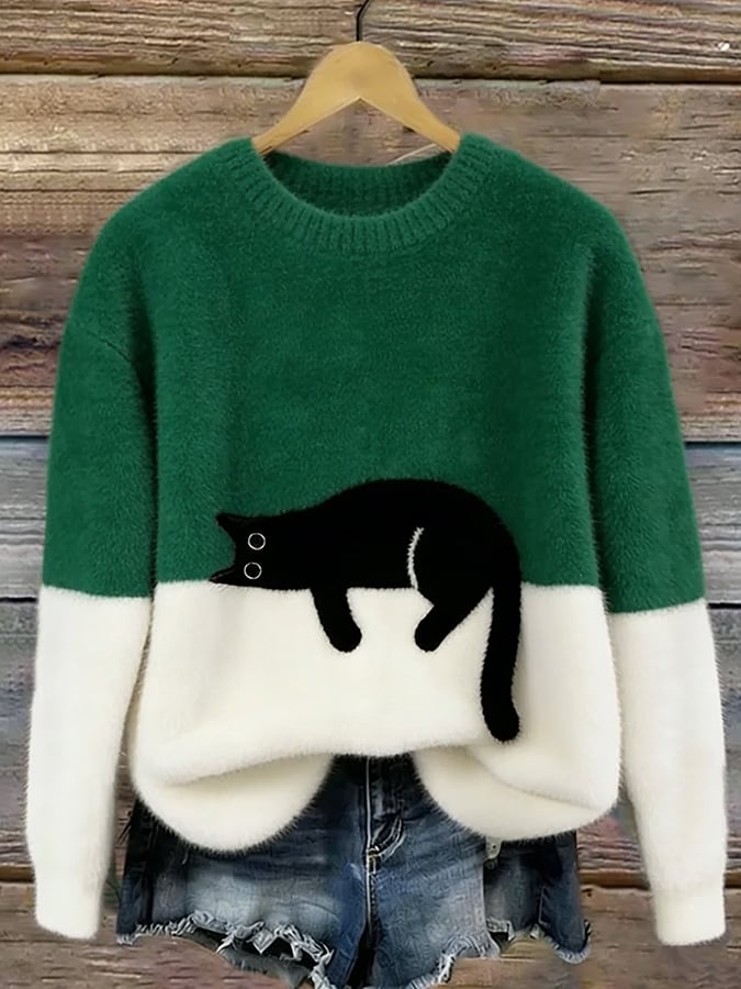 Julia | sweter oversize z delikatnym motywem