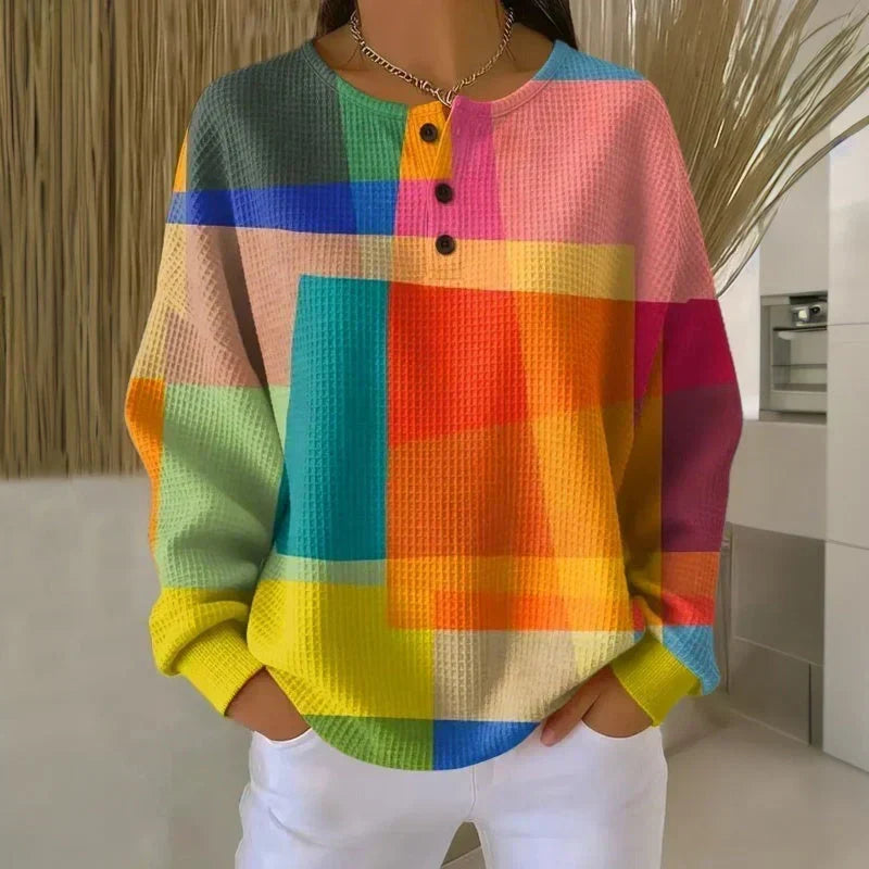 Renata | waflowy sweter z blokami koloru