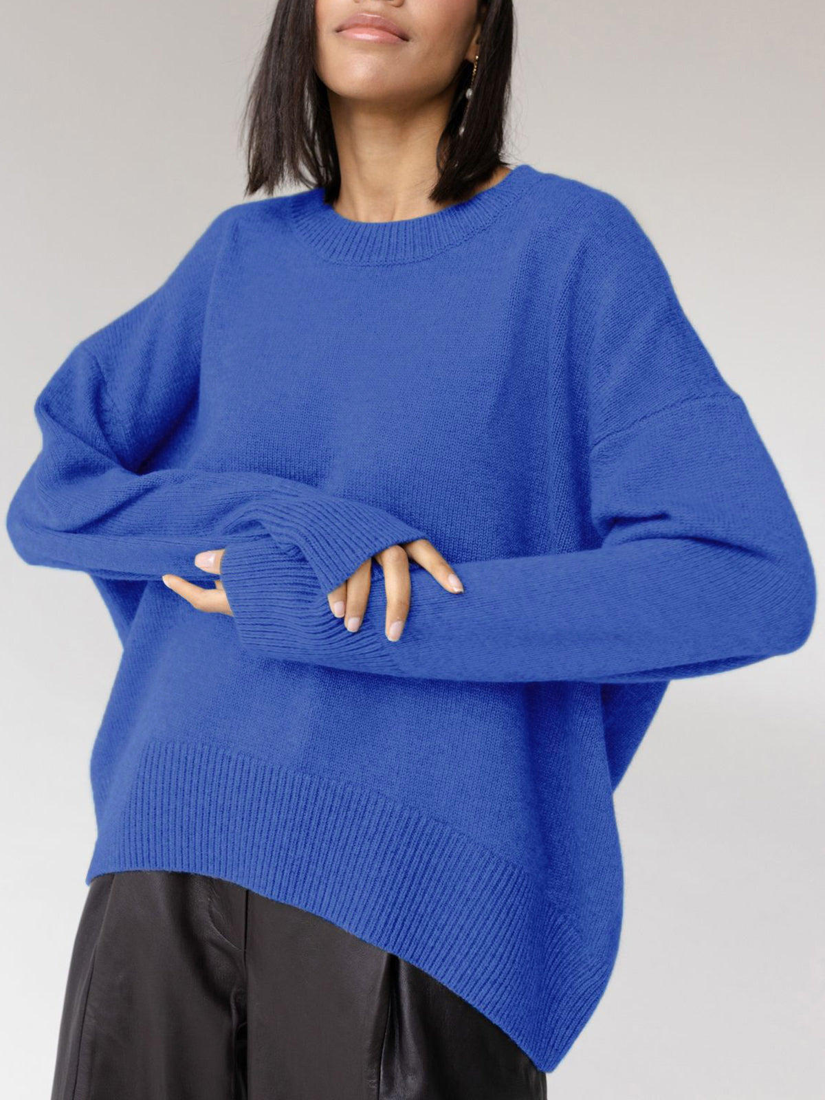 Bronisława | luźny sweter oversize z okrągłym dekoltem
