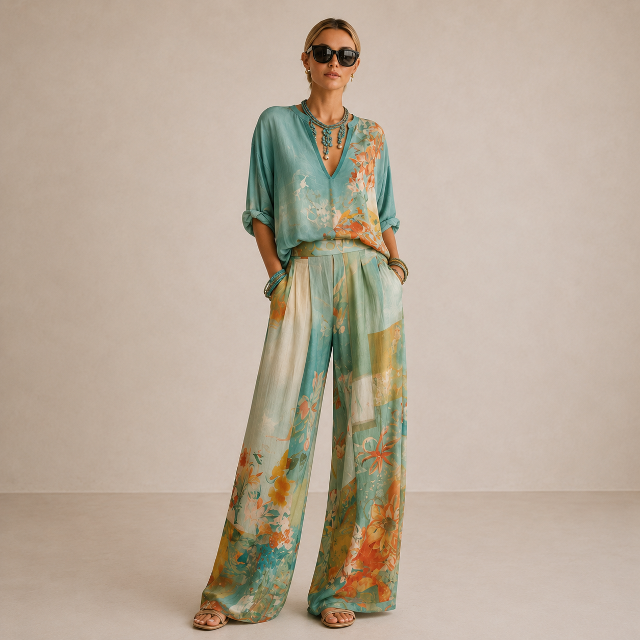CATHY | Elegancki kwiatowy komplet