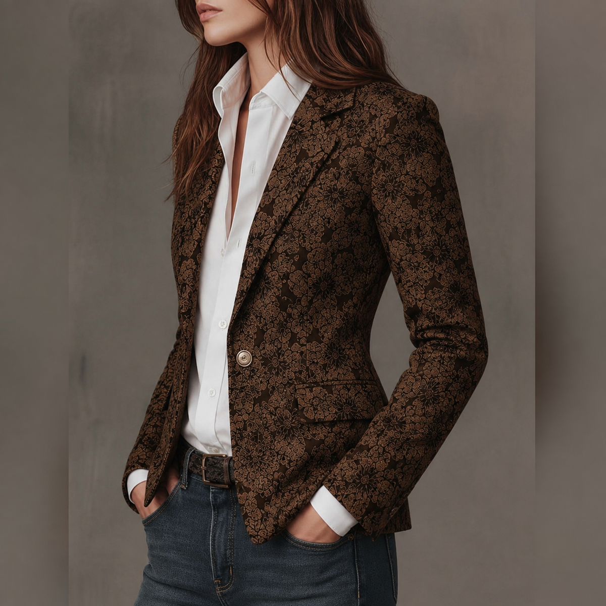 Georgina | taliowana marynarka żakardowa paisley