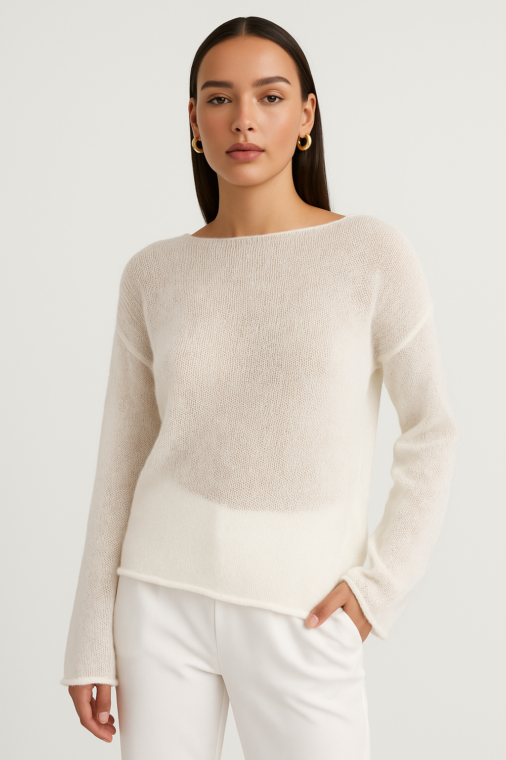 Flora | lekki sweter z dekoltem łódką