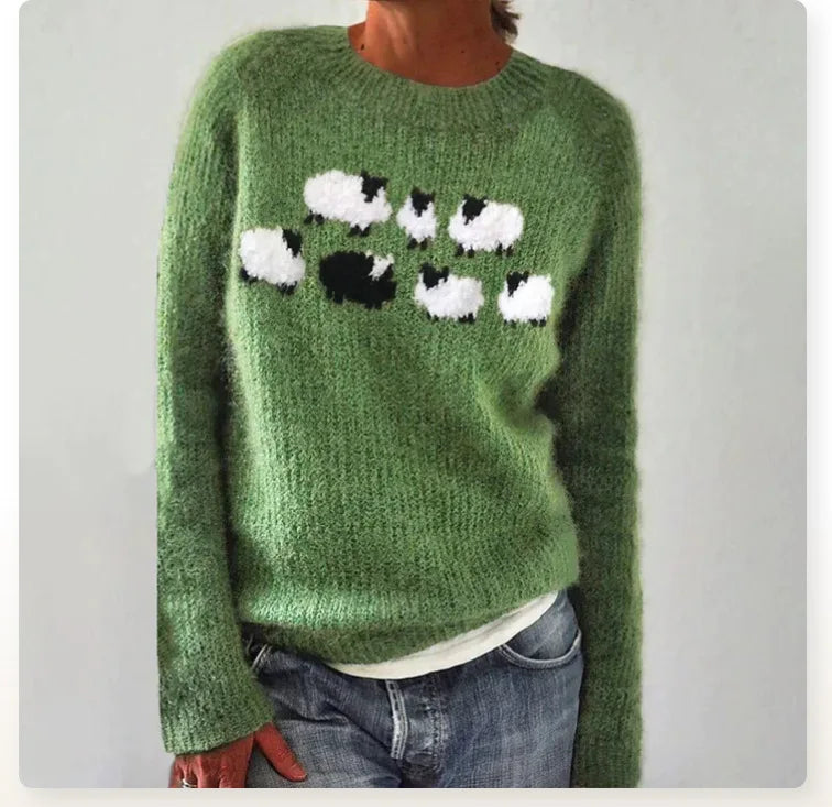 Faustyna | sweter w paski z kolorowymi wzorami