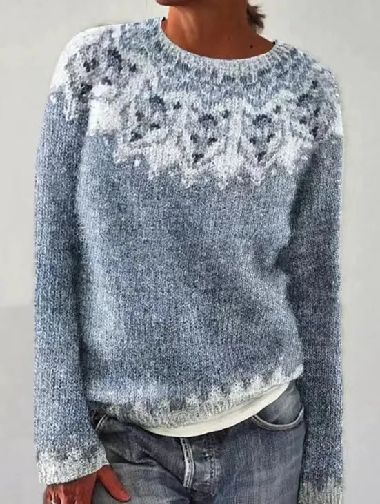 Faustyna | sweter w paski z kolorowymi wzorami