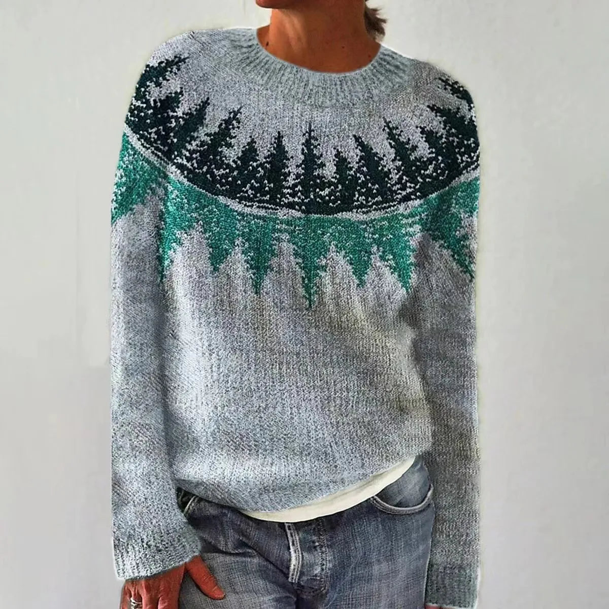 Faustyna | sweter w paski z kolorowymi wzorami