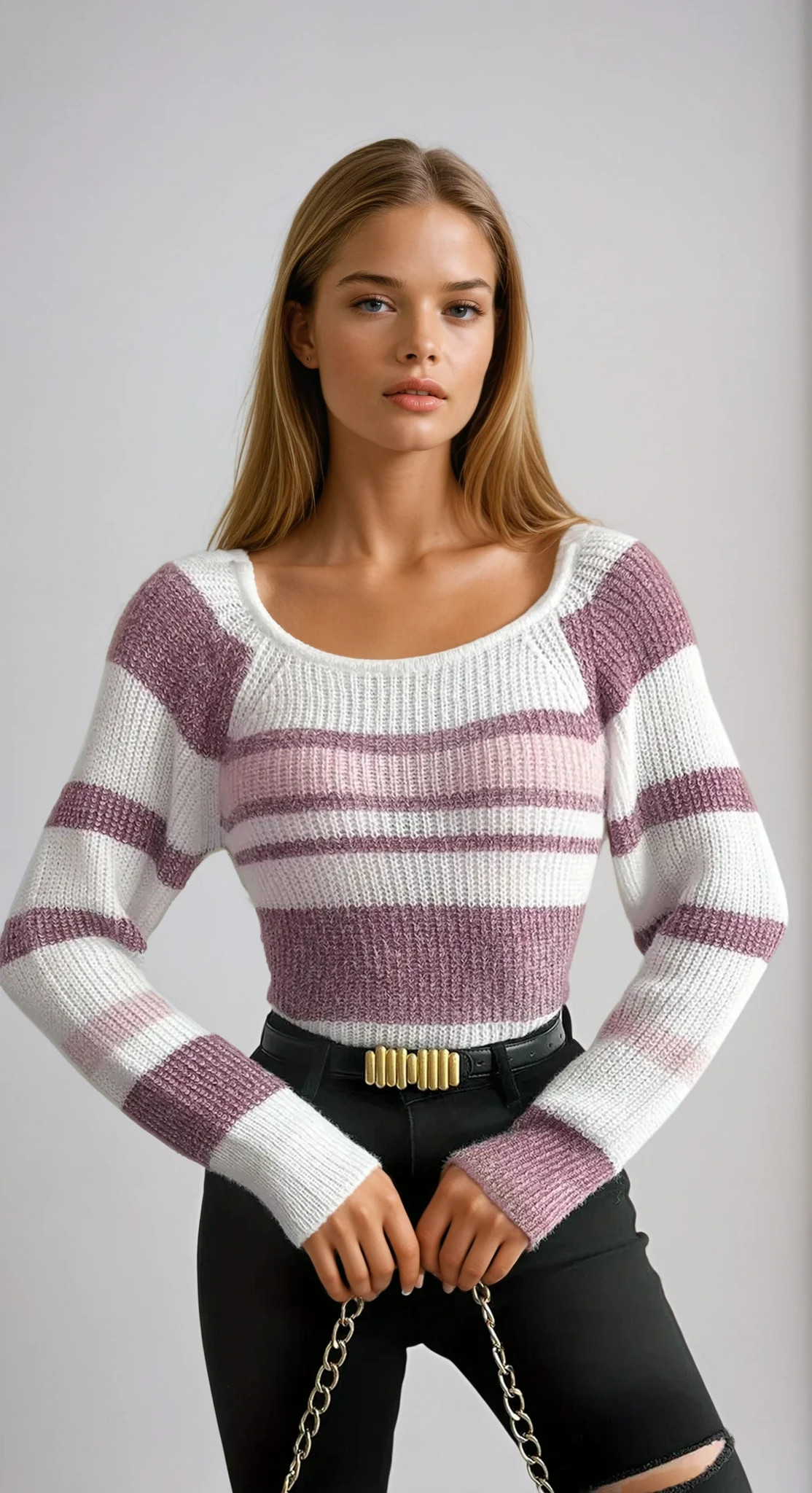 Jasmina | dopasowany sweter w paski