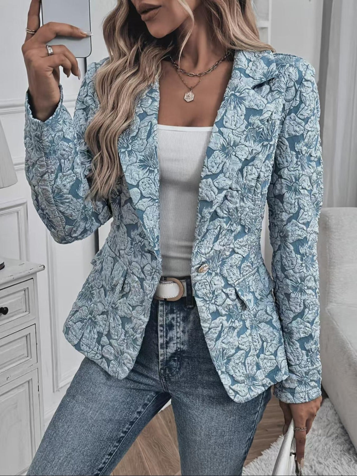 Georgina | taliowana marynarka żakardowa paisley