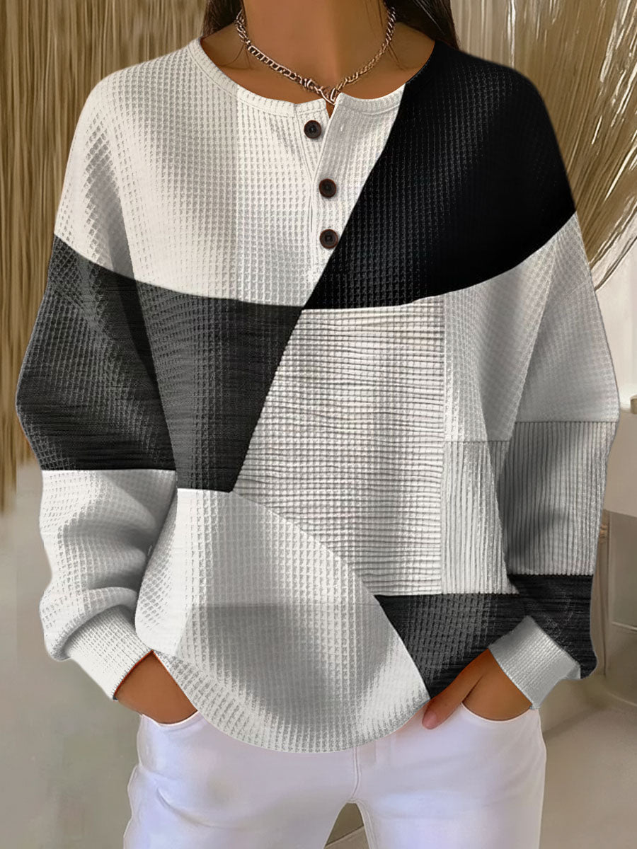 Renata | waflowy sweter z blokami koloru