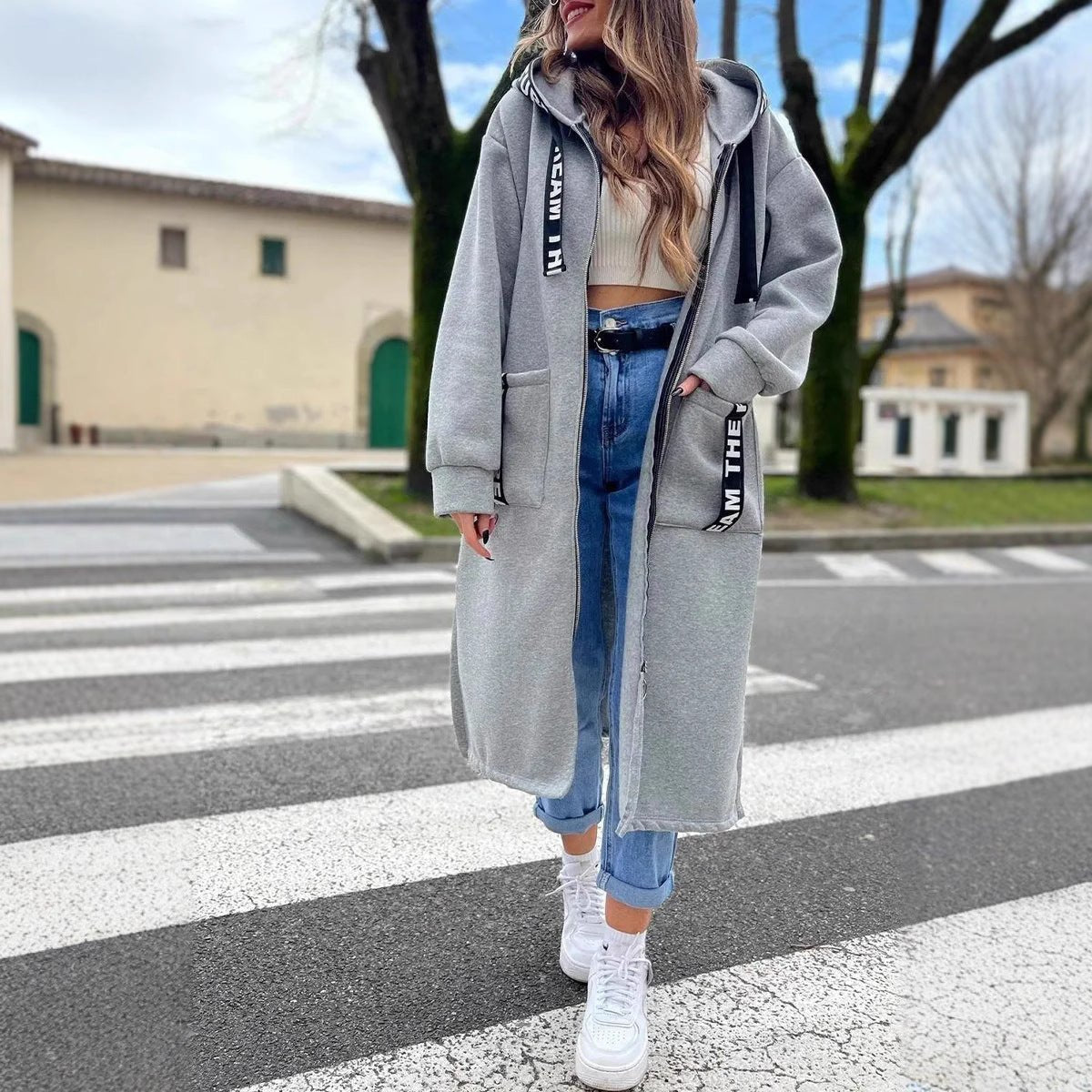 Magdalena | długi płaszcz oversize z kapturem