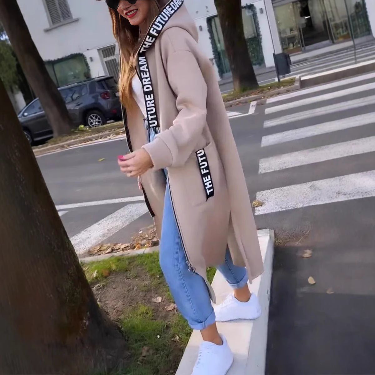 Magdalena | długi płaszcz oversize z kapturem