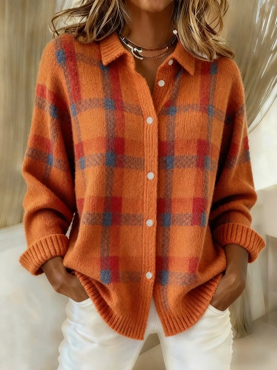 Jolanta | kardigan oversize w kratę